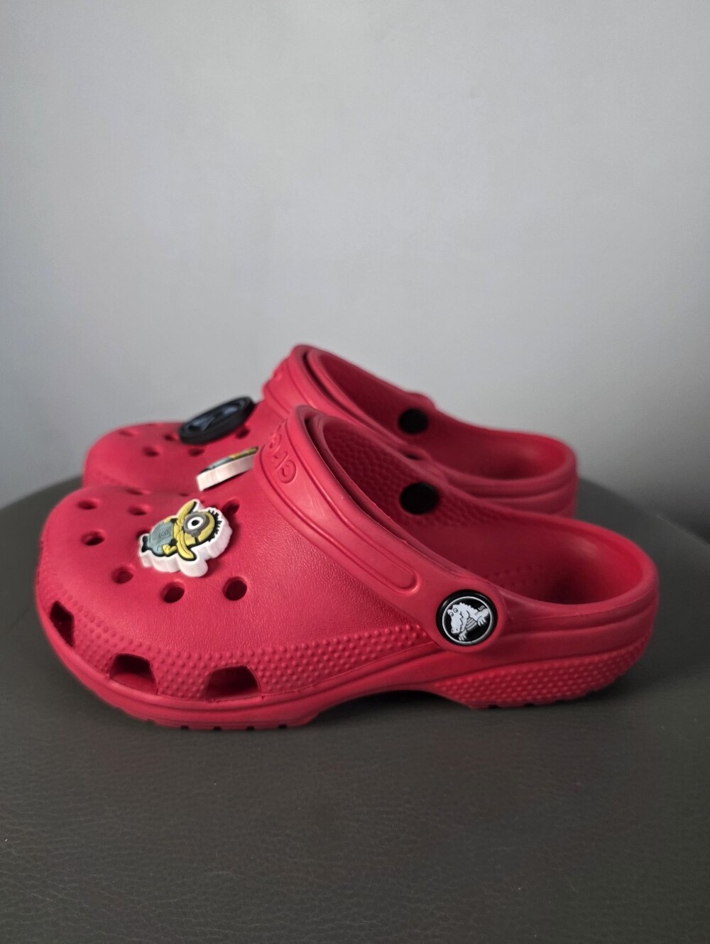 Crocs Classic Clog Red Minions Jibbitz Kids C12 Slip On Comfort Shoes